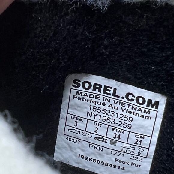 Sorel Yoot Pac TP Waterproof Boot Nylon Sherpa Black NY1963-013 Youth 5 Tried On - Picture 8 of 9